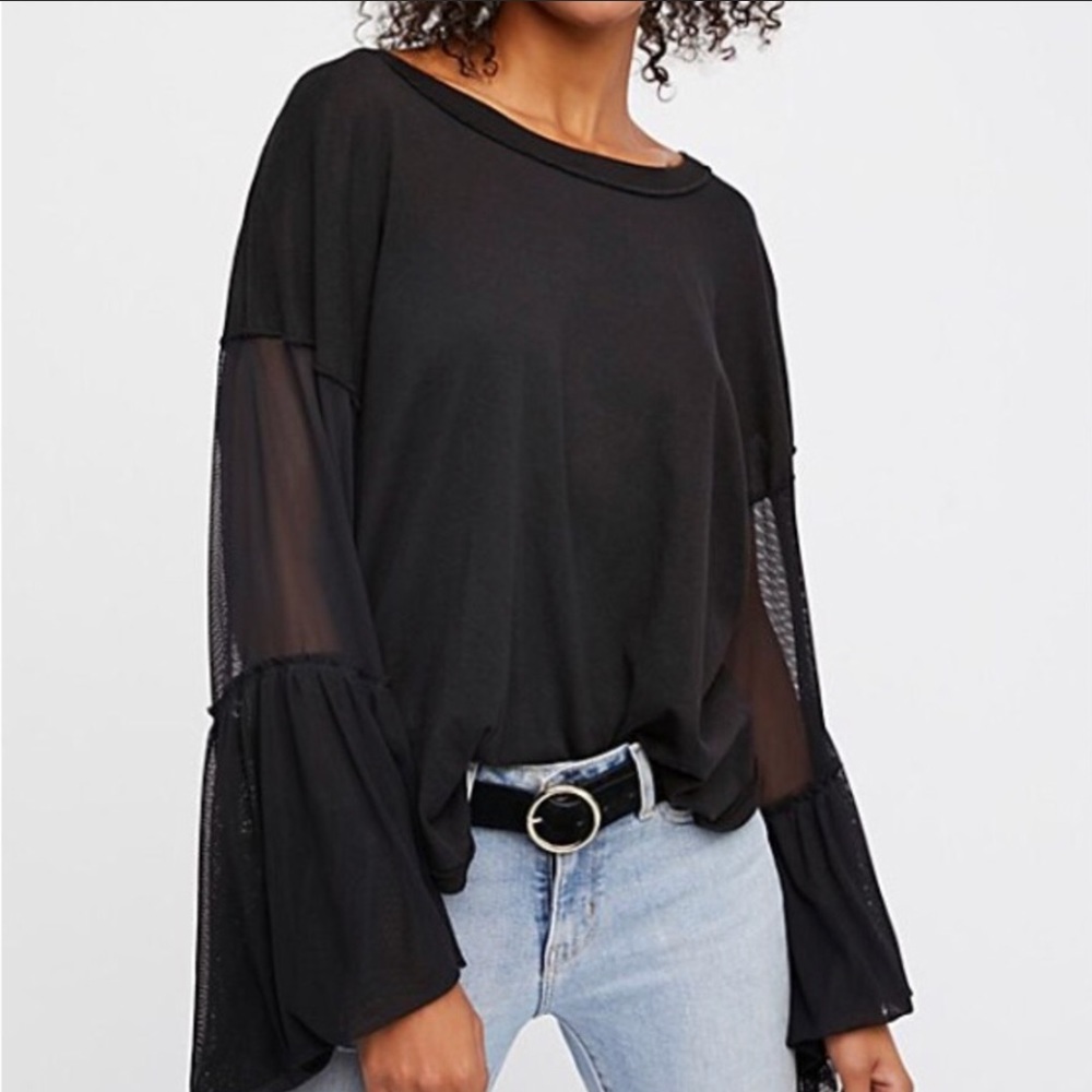 NWT Free People Still Got It Belle Blouse - Black